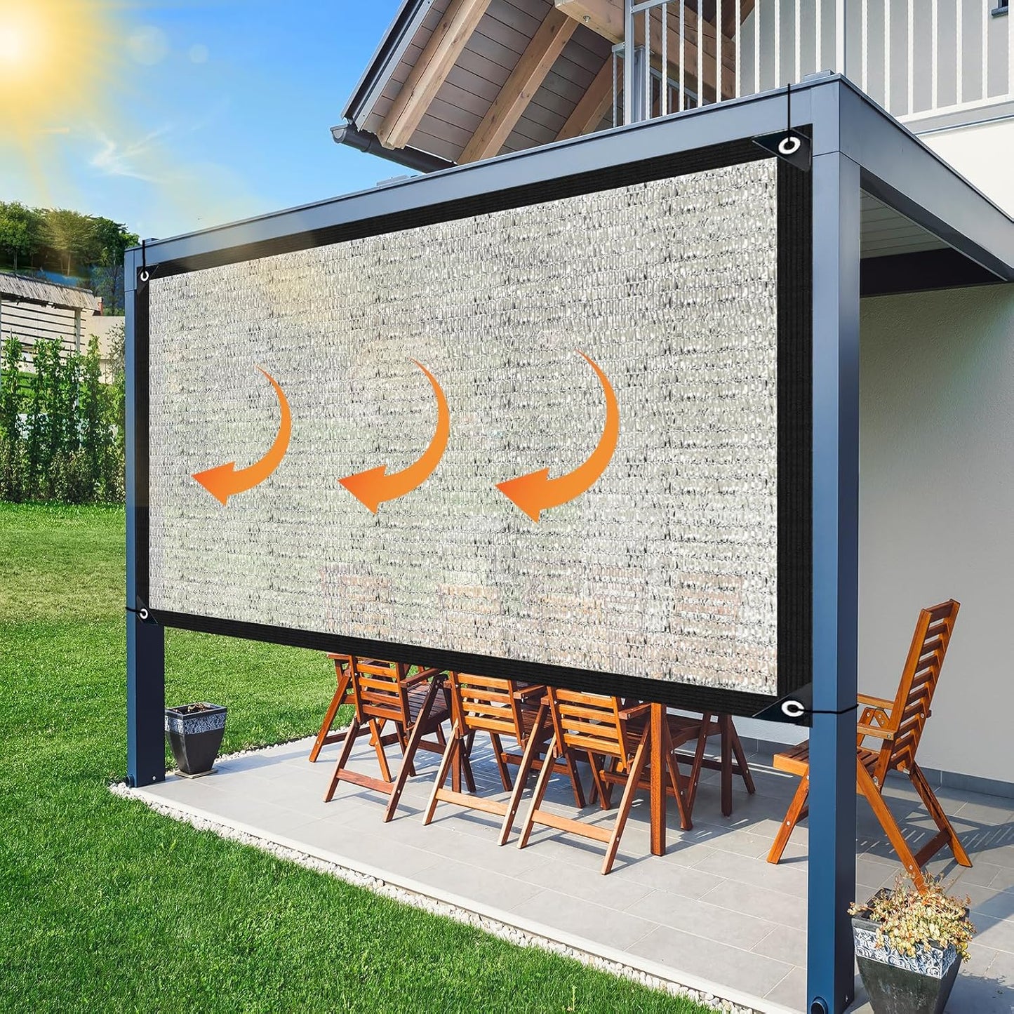 Aluminum Shade Cloth 10x10',80% Aluminum Reflective tarp,Durable Mesh Tarp with Grommets,Shade Cloth for Garden,Car, Outdoor Pergola,Greenhouse,Chicken Coop and Dog Kennel(Silver)