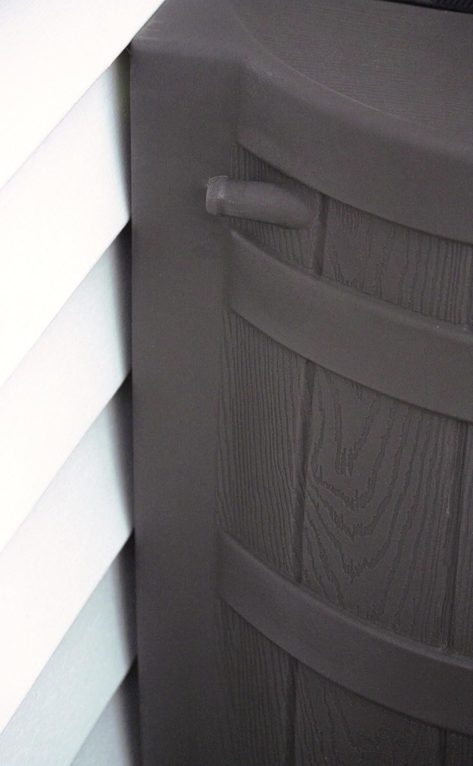 Good Ideas Rain Wizard Water Collection Plastic Barrel, Oak, 50 Gallon - Linkable Flat-Back Faux Wood Rainwater Catcher Storage Drum w/ Robust Metal Spigot & Fine Mesh Screen