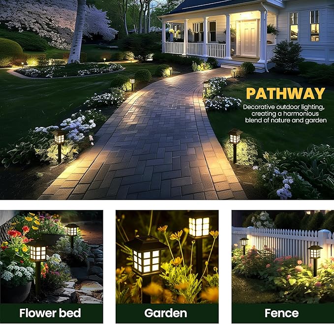 GIGALUMI Solar Outdoor Lights，16 Pack LED Solar Lights Outdoor Waterproof, Solar Walkway Lights Maintain 10 Hours of Lighting for Your Garden, Landscape, Path, Yard, Patio, Driveway