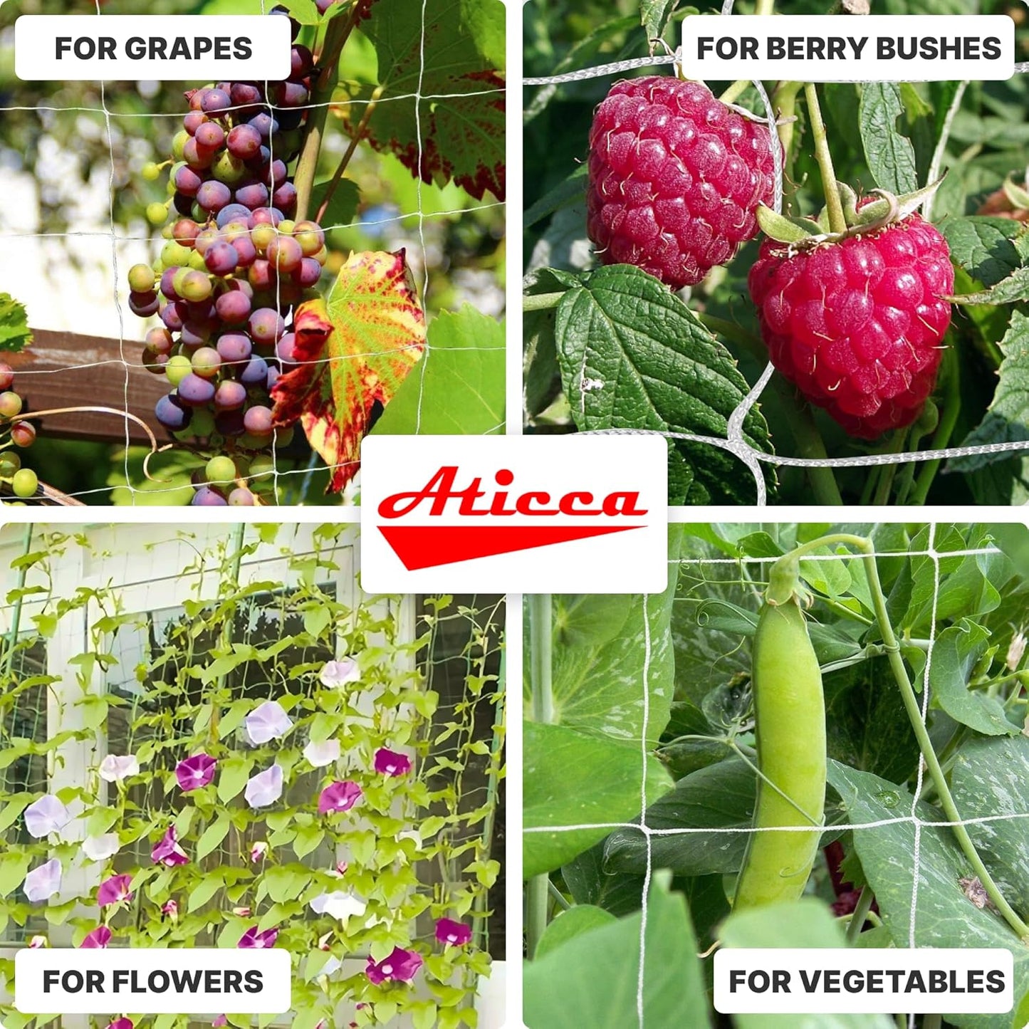 Trellis Netting 5 x 225 ft Heavy Duty Polyester Plant Support Netting White - 6 Inch Garden Rope Trellis on Roll - Mesh Twine for Growing Vine Climbing Plants, Flowers, Peas, and Tomatoes.