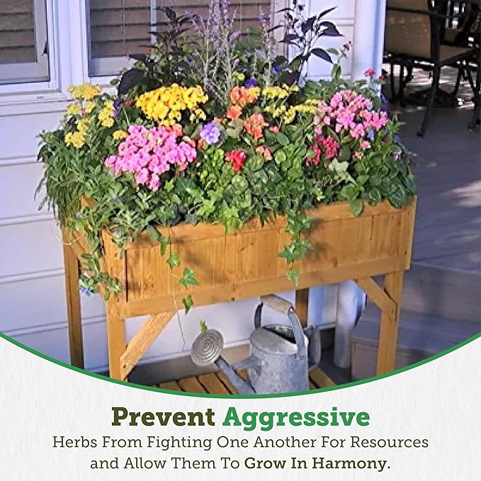 VegTrug 8 Pocket Garden, Wooden Planter with Herb Snips, Natural