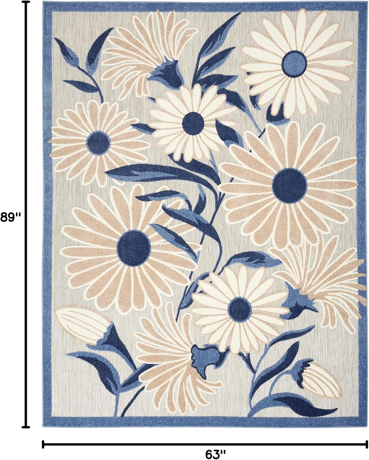 Nourison Aloha 5' x 8' Blue Gray Fabric Contemporary Area Rug (5' x 8')