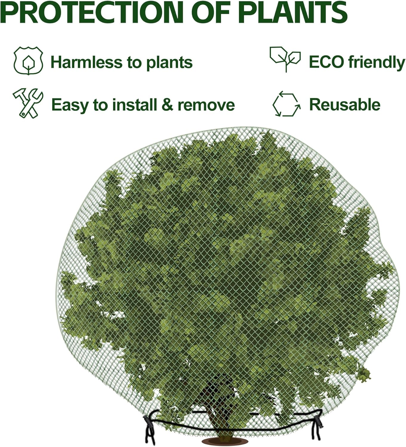 codree 2 Pcs Deer Netting for Shrubs- 7.8 x 7.8 Ft Deer Plant Netting Cover- Reusable Garden Plants Mesh Netting to Protect Undershrub Plant from Deer, Birds and Other Animals