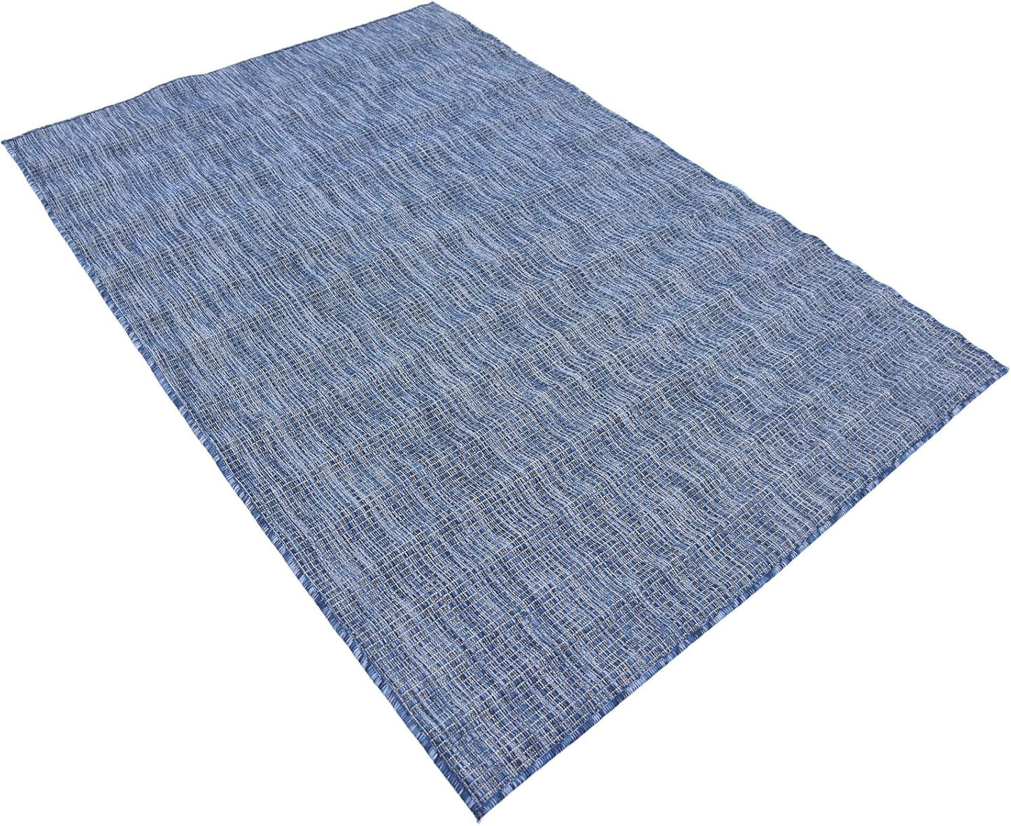 Unique Loom Collection Casual Transitional Solid Heathered Indoor/Outdoor Flatweave Area Rug (4' 1" x 6' 1" Rectangle, Blue/Navy Blue)
