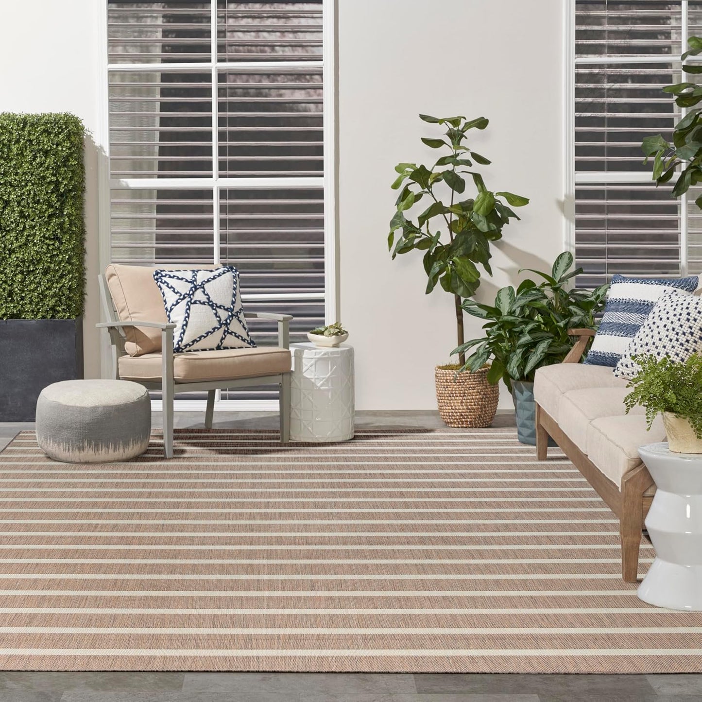 Nourison Home Positano Indoor/Outdoor Jute Ivory 9' x 12' Area Rug, Easy Cleaning, Non Shedding, Bed Room, Living Room, Dining Room, Backyard, Deck, Patio (9x12)