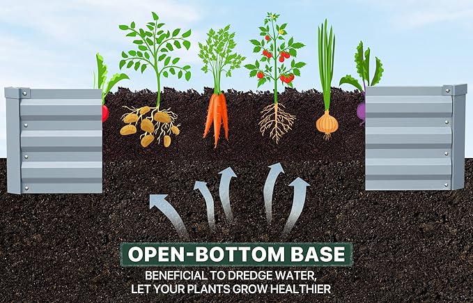 Planter Raised Beds Raised Garden Bed for Gardening Garden Boxes Outdoor Metal Raised Garden Beds, 8x2x1 FT Galvanized Grey