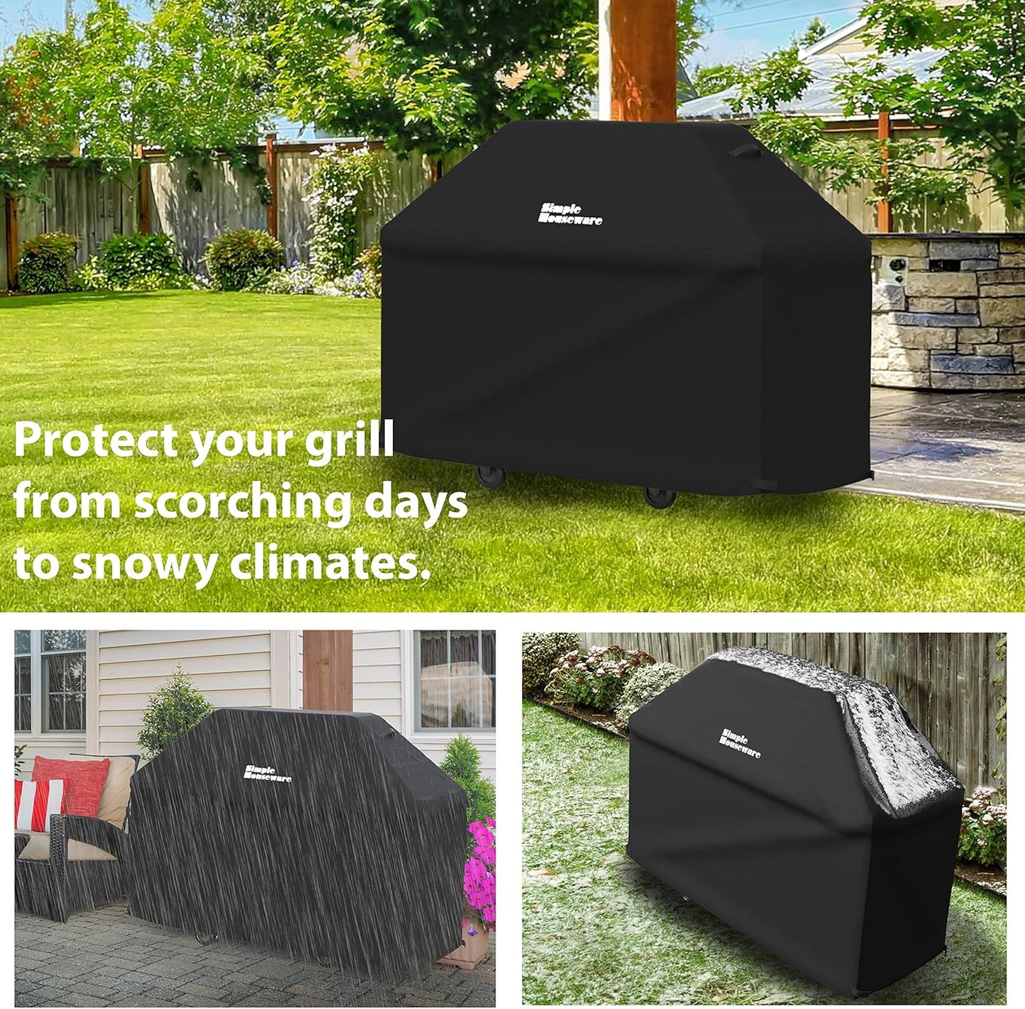Simple Houseware 72 in. Waterproof Heavy Duty Gas BBQ Grill Cover, Weather-Resistant Polyester