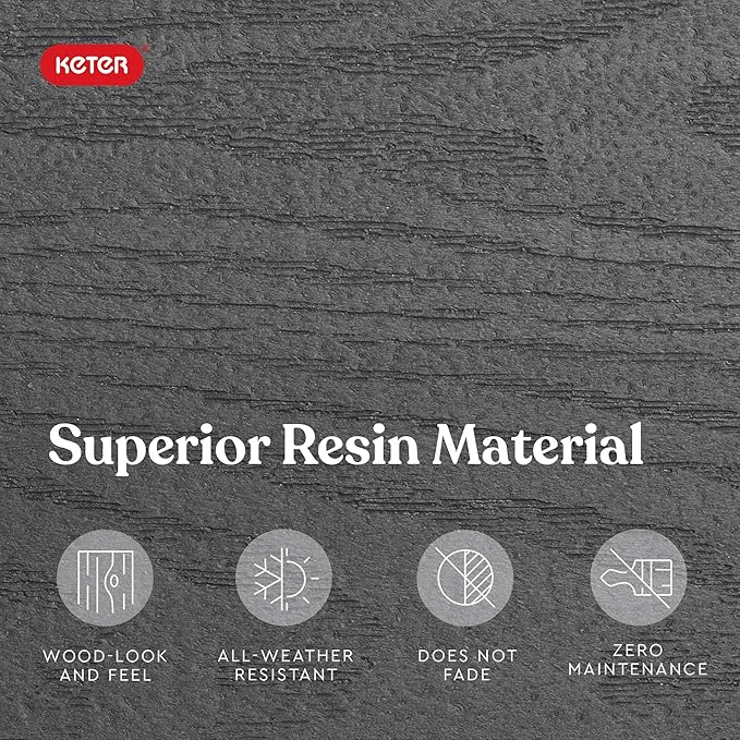 Keter 48" X 48" inches Wood Look Raised Garden Bed, Durable Outdoor Herb Garden Planter for Vegetables, Flowers, and Succulents, Grey