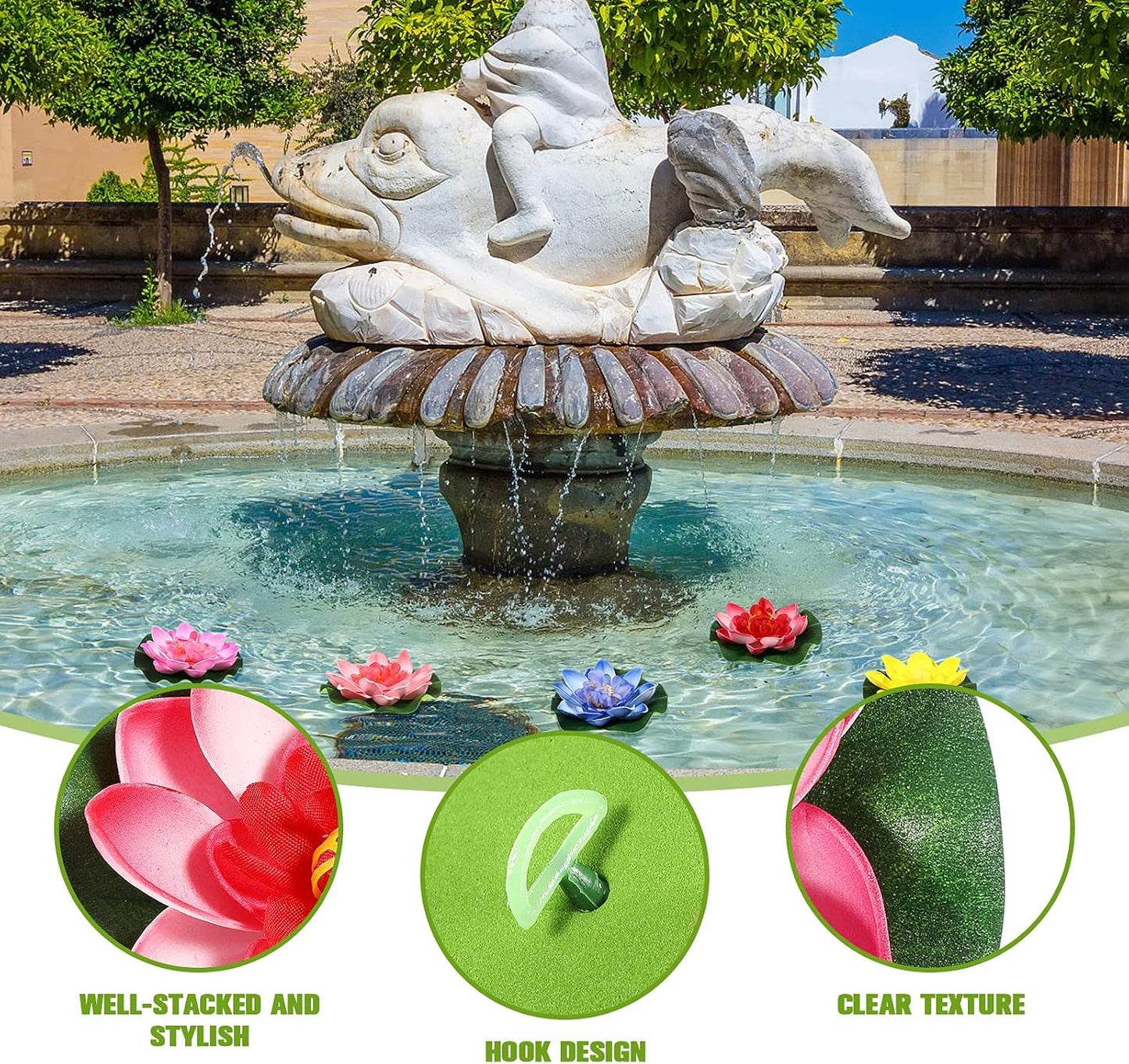 Artificial Floating Lotus Flower Water Lily Pads EVA Lotus Flower Water Lily Pads Leaves 5pcs for Pond Decoration