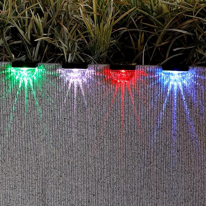 12 Pack Solar Deck Lights Outdoor, Solar Step Lights Waterproof for Outside, Yard, Patio, Garden, Pool, Railing, Stairs, Fence (Color Changing)