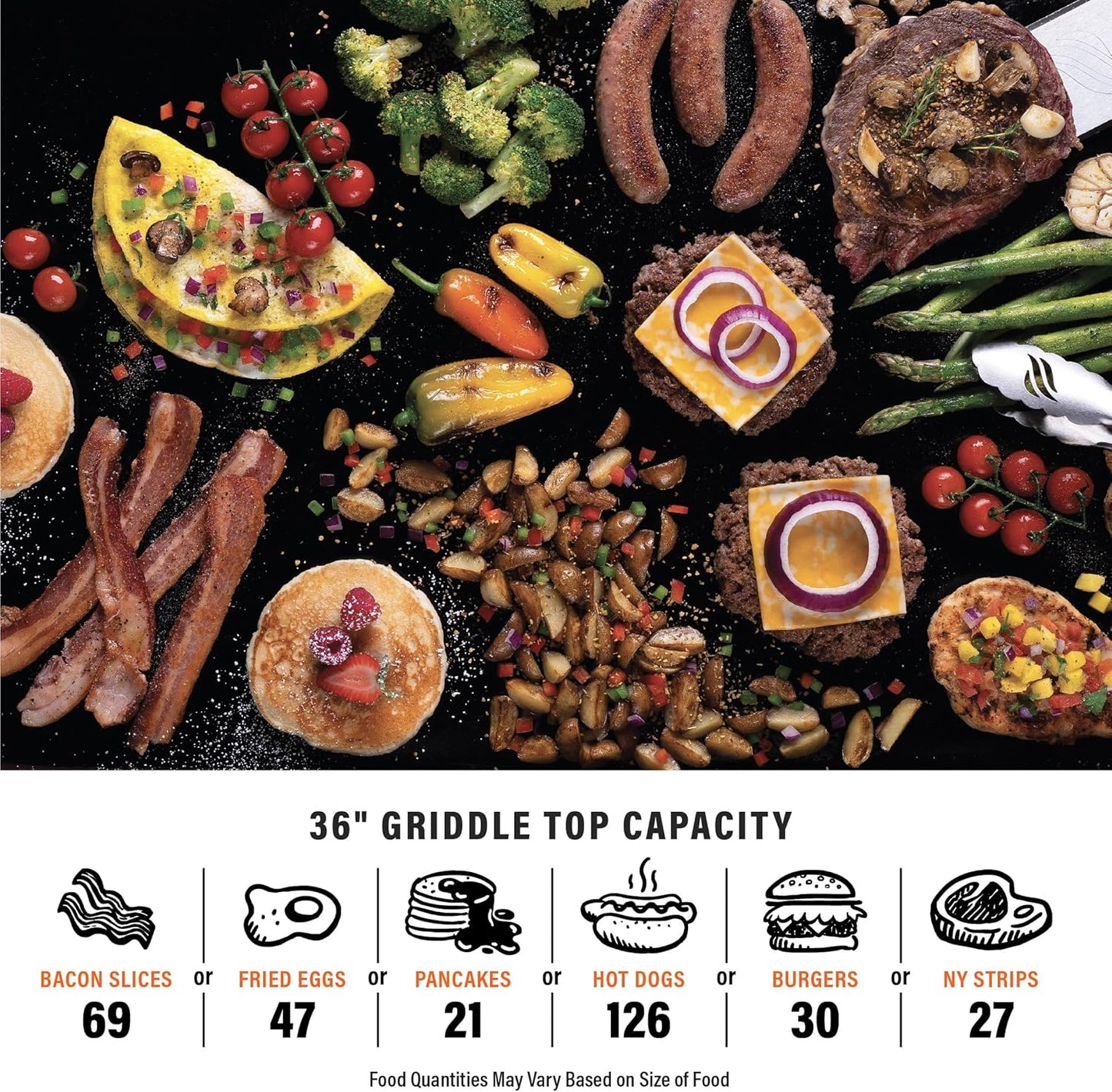 Blackstone 1554 36” Omnivore Griddle with Folding Side Shelves, Powder Coated Steel, Black