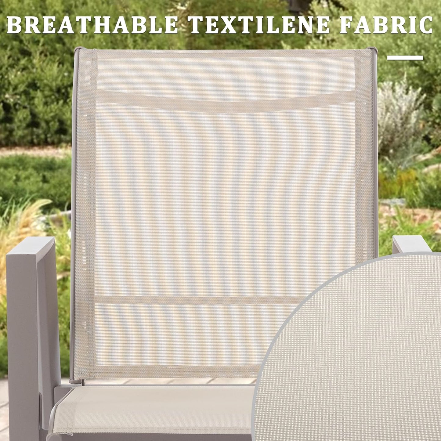 Outdoor Patio Chairs Set of 2, Ivory Beige Stackable Outdoor Chairs, Lightweight Patio Set with High Back, Metal Dining Chair for Lawn, Garden, Yard and Deck