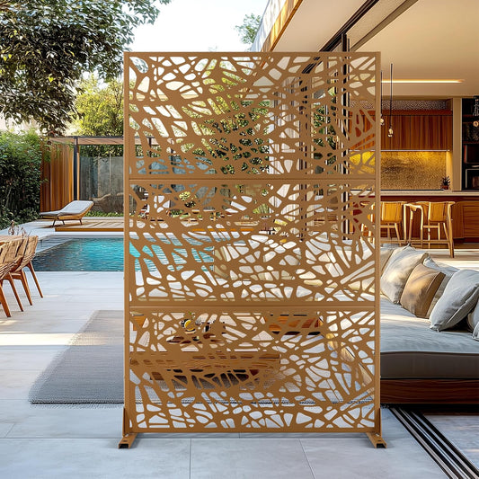 Outdoor Privacy Screen,72" H×47" W Metal Privacy Screen, Freestanding Privacy Fence Panels for Patio