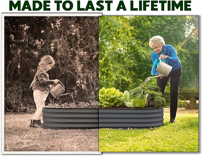 Galvanized Raised Garden Beds Outdoor // 4×2×1 ft Planter Raised Beds for Gardening, Vegetables, Flowers // Large Metal Garden Box (Gray) // Patent Pending Tool-Free Assembly