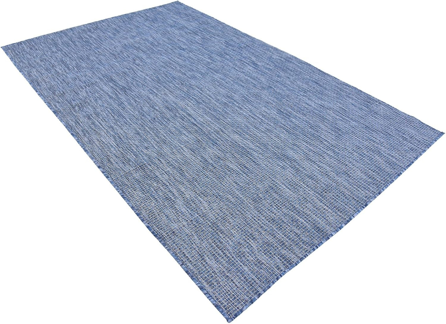 Unique Loom Collection Casual Transitional Solid Heathered Indoor/Outdoor Flatweave Area Rug (5' 3" x 8' Rectangle, Blue/Navy Blue)