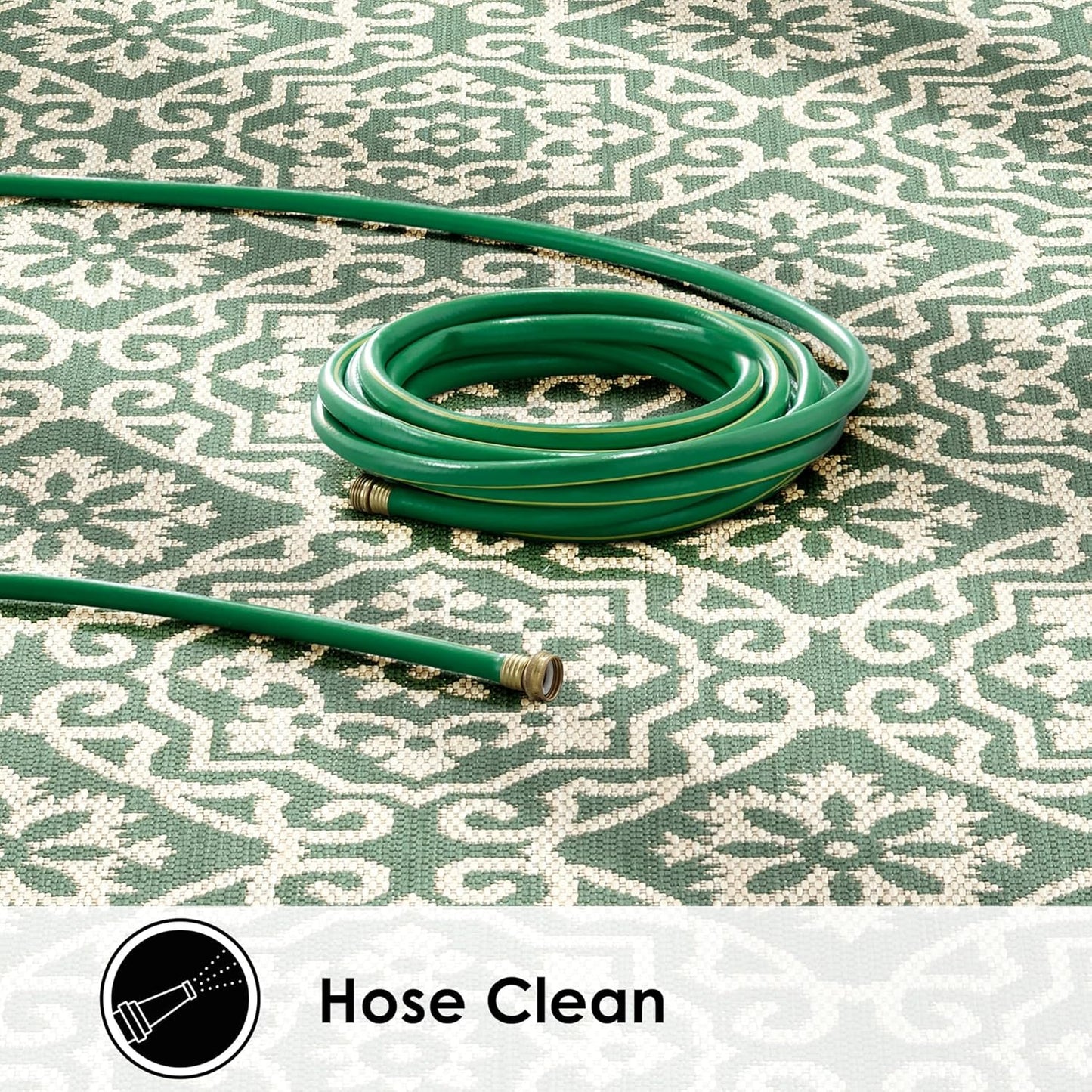 Nicole Miller New York Patio Country Julia Transitional Geometric Indoor/Outdoor Area Rug, Green/Beige, 6'6"x9'2"