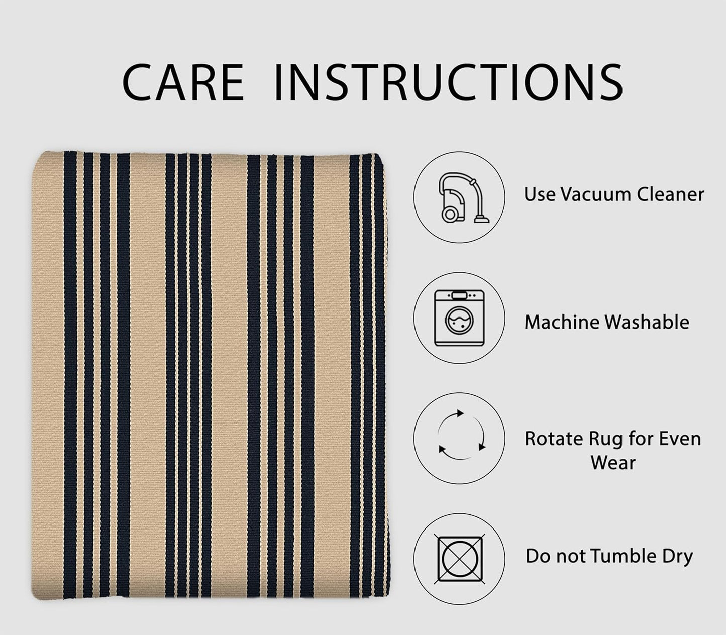 IOHOUZE Black and Tan Striped Rug 4'x6' Front Door Rugs Outdoor, Washable Area Rug for Double Front Porch, Large Patio Rug Outdoor Indoor, Doormat for Entryway Porch Entrance