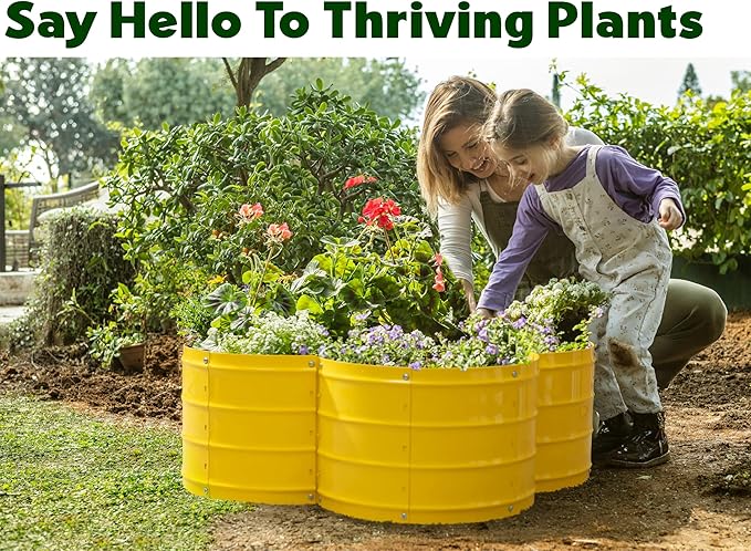 Galvanized Raised Garden Beds Outdoor // 3×3×1 ft Planter Raised Beds for Gardening, Vegetables, Flowers // Large Metal Garden Box (Yellow) // Patented Tool-Free Design