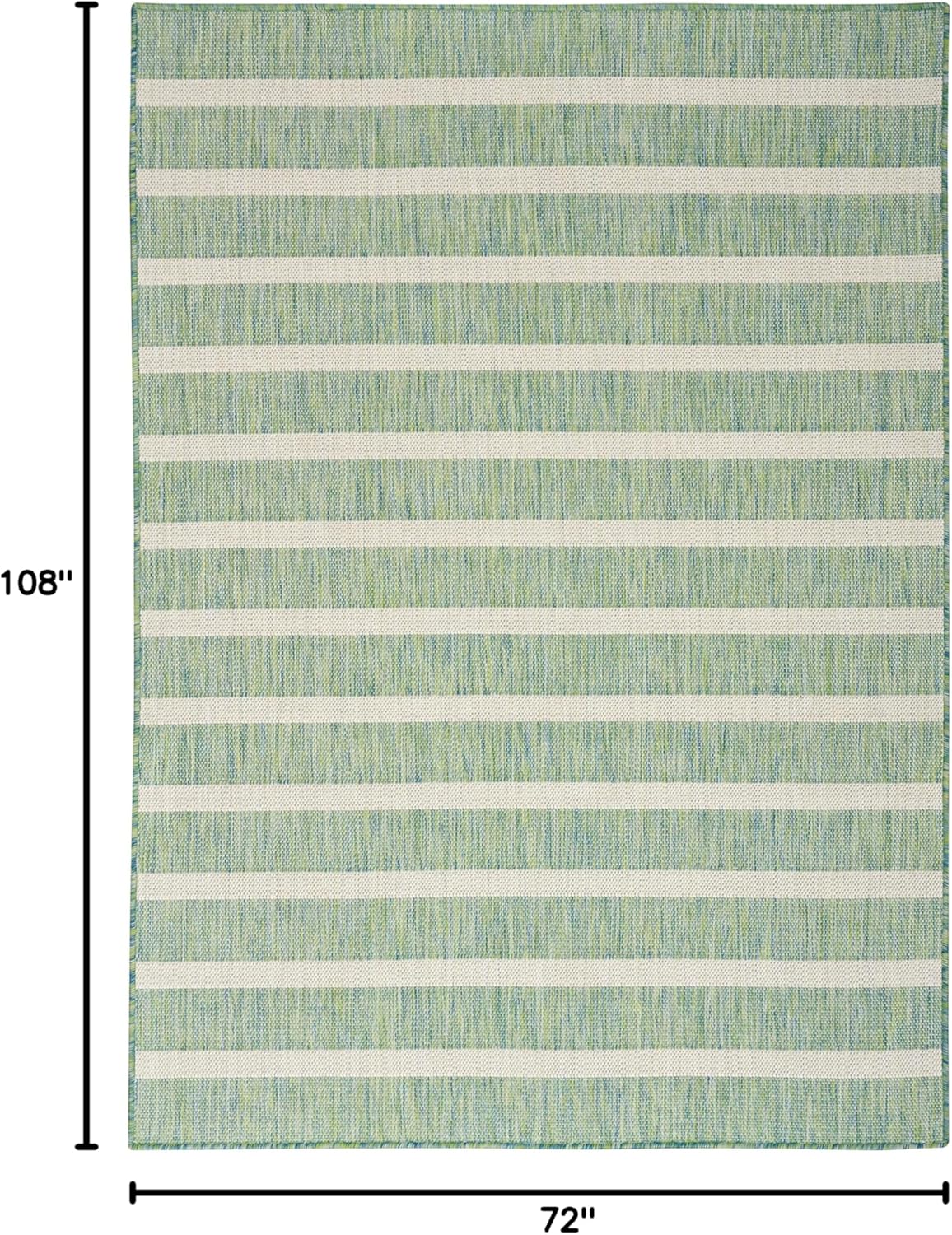 Nourison Home Positano Indoor/Outdoor Blue Green Ivory 6' x 9' Area Rug, Easy Cleaning, Non Shedding, Bed Room, Living Room, Dining Room, Deck, Backyard, Patio (6x9)