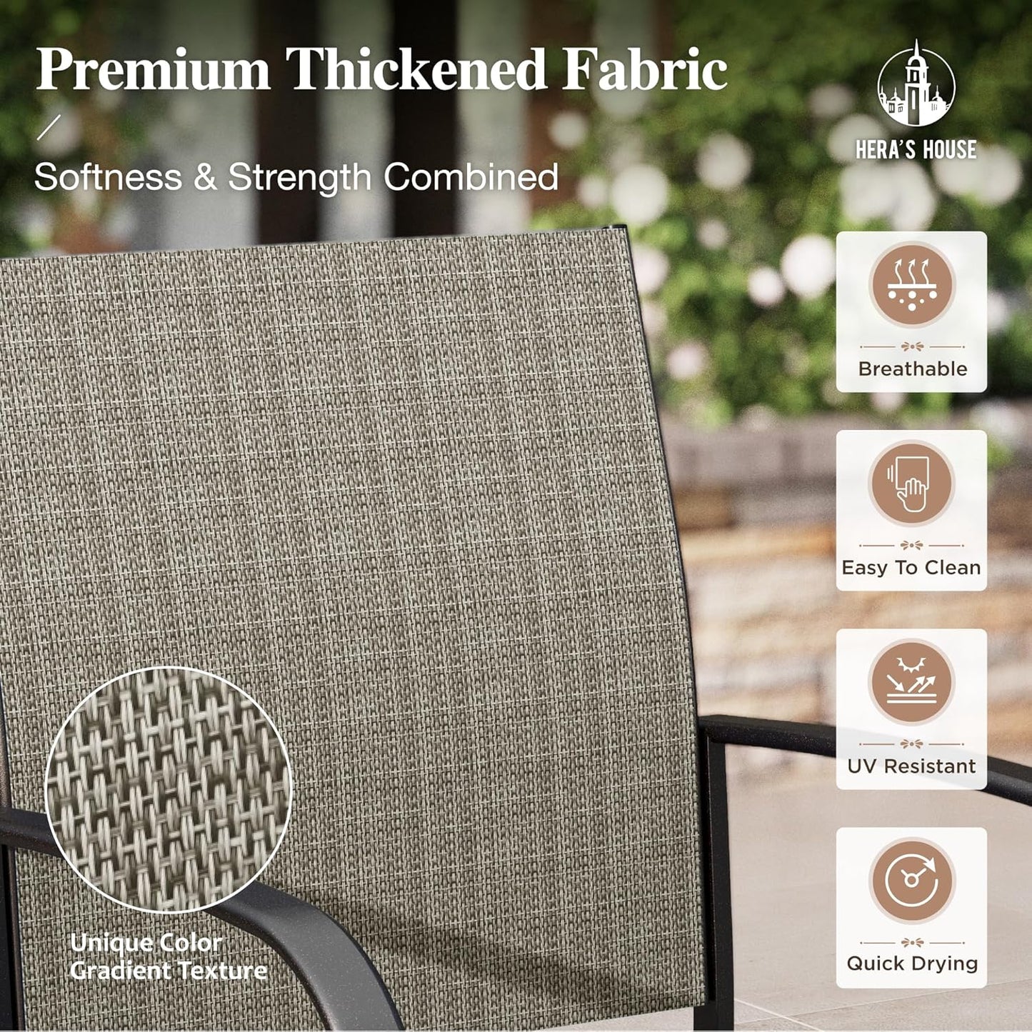 HERA'S HOUSE Round Patio Dining Set, 5 Piece Outdoor Metal Table and Chairs Set for Lawn Garden Backyard Deck