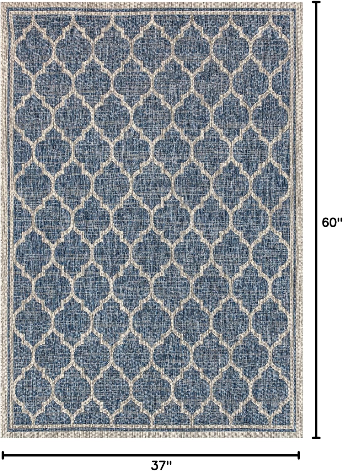 Eyely BMS109D-3 Santa Monica Trebol Moroccan Trellis Textured Weave Indoor/Outdoor Area Rug Coastal;Bohemian, Bedroom, Backyard, Patio, Easy-Cleaning, Non-Shedding, 3 X 5, Navy/Gray