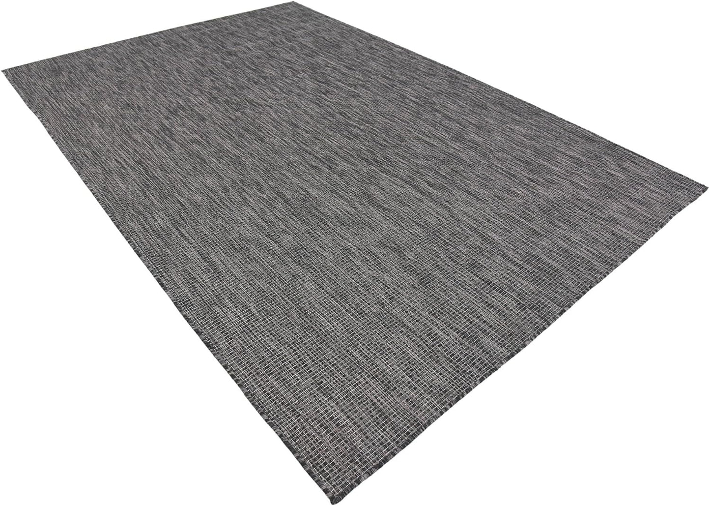 Unique Loom Collection Casual Transitional Solid Heathered Indoor/Outdoor Flatweave Area Rug (6' 1" x 9' Rectangle, Black/Ivory)