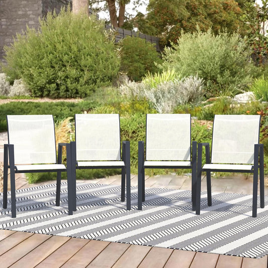 Outdoor Patio Chairs Set of 4, Oyster Beige Stackable Outdoor Chairs, Lightweight Patio Set with High Back, Metal Dining Chair for Lawn, Garden, Yard and Deck