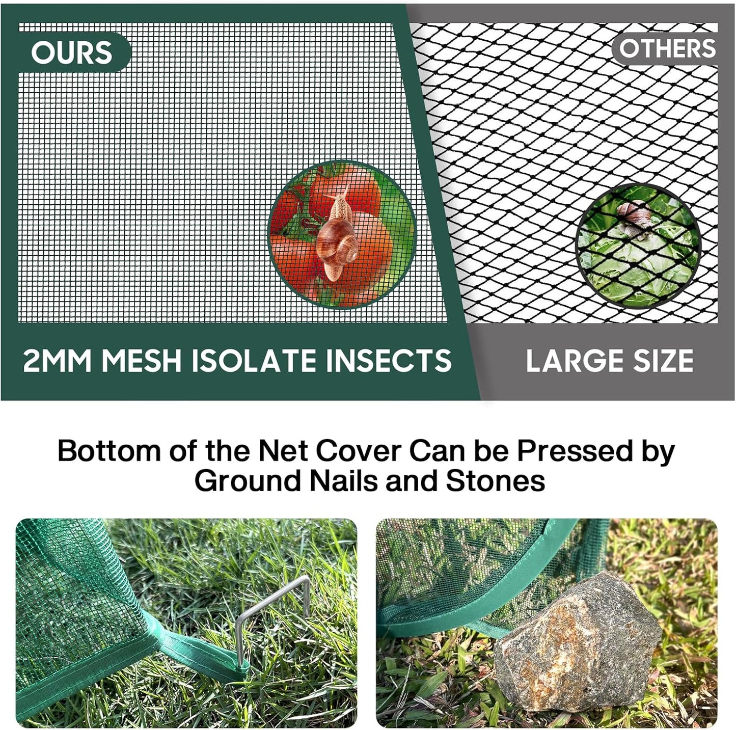 MIAOKE Pop Up Mesh Plant Cover, 35.4x35.4x38.2 Inch No Build Garden Netting Protection Against Insects, Raised Bed Cover for Barrier Against Insects for Vegetable Plant Fruit Animals