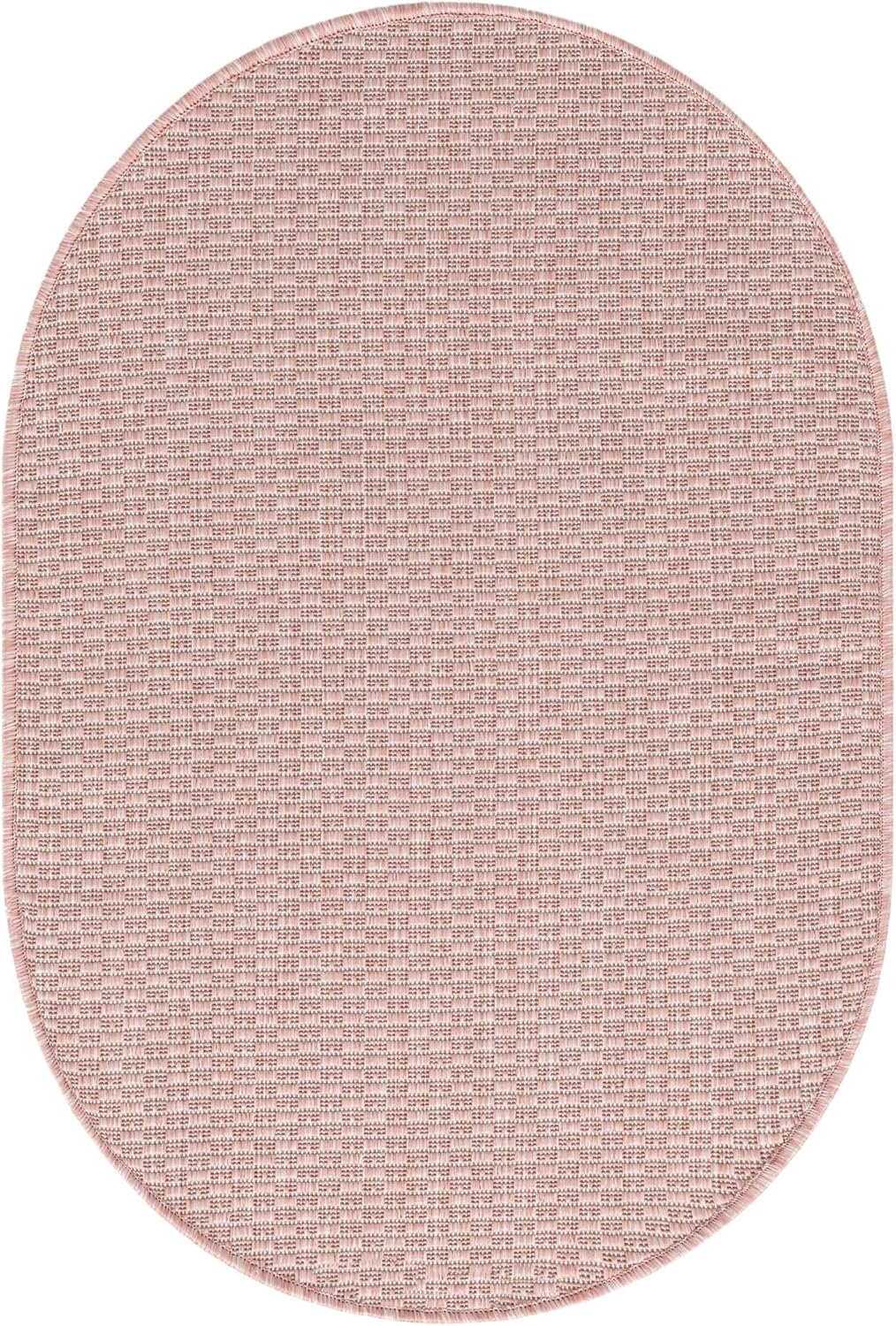 Unique Loom Collection Casual Transitional Solid Heathered Indoor/Outdoor Flatweave Area Rug (2' 2" x 3' 1" Oval, Whisper Pink/Ivory)