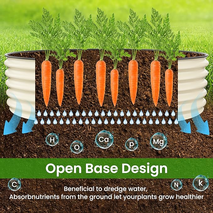 Raised Garden Bed 5x2x1.4 Ft Planter Box Outdoor with Rubber Edge Zinc-Aluminum-Magnesium Stainless Steel Durable Metal Garden Beds Kit for Vegetables, Flowers, Herbs and Succulents, Ivory