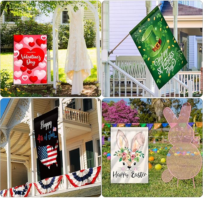 Mixweer 12 Pack 28 x 40" Large Seasonal Garden Flags for Outside Seasonal Lawn Yard Outdoor Flags Set Polyester Double Sided for Holiday Christmas Festive Decorations