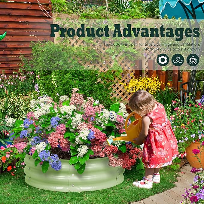 BPS Metal Raised Garden Bed, 2-Pack 2.5FT Diameter Galvanized Planter Raised Garden Boxes for Flower Planters, Vegetables Herb