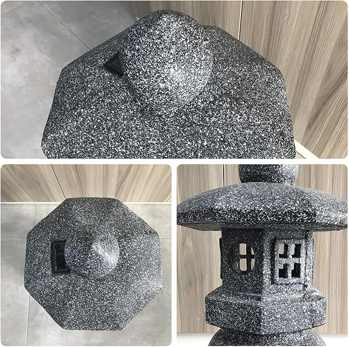 Pagoda Garden Statue Outdoor Figurine Lights Solar Powered LED Garden Decor Pagoda Light Asian Lantern Outdoor Decorations Home Tranquil Resin Waterproof Decor Lawn Yard