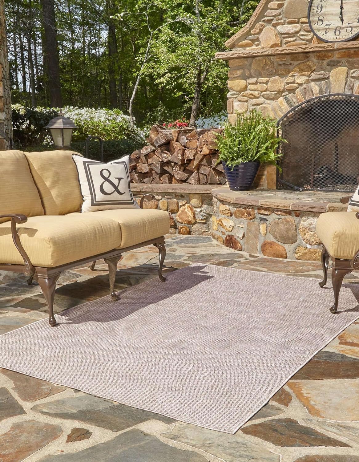 Unique Loom Outdoor Solid Collection Area Rug (7' 10" x 10' Rectangle Beige/Ivory)