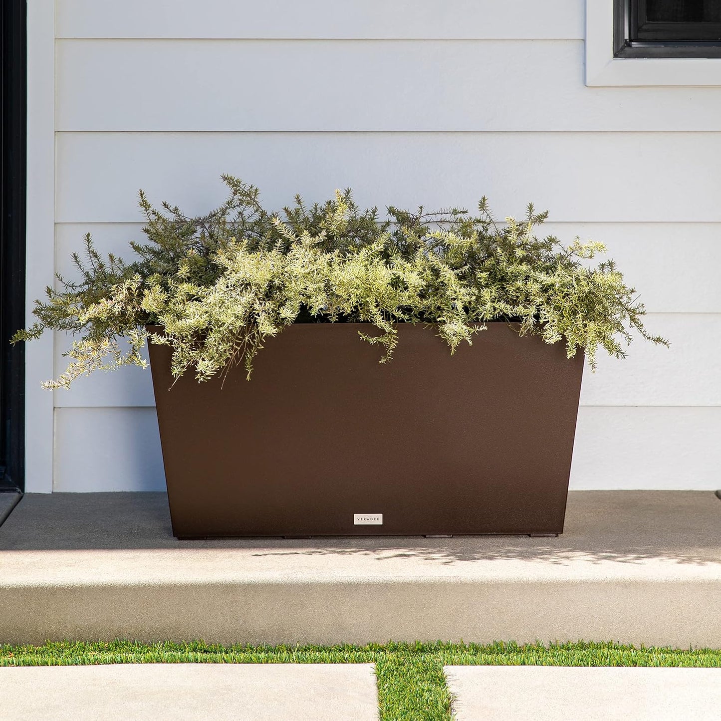 Veradek Pure Series Midori Trough Planter - Large Rectangular Planter for Indoor or Outdoor Deck/Porch | Durable All-Weather Use with Drainage Holes | Modern Decor for Shrubs, Flowers, Small Plants