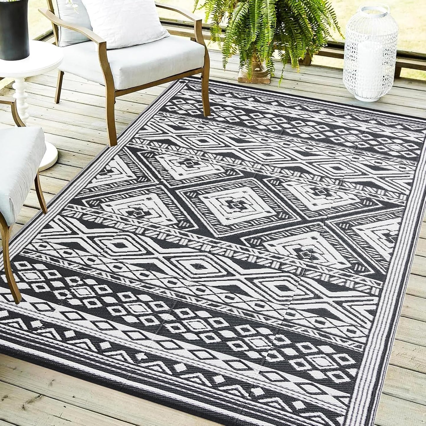 Outdoor Rug 5x8 ft Waterproof, Reversible Outdoor Plastic Straw Rug for Patios Clearance, Outdoor Area Rug Carpet RV Mat for Camping Backyard Deck Porch
