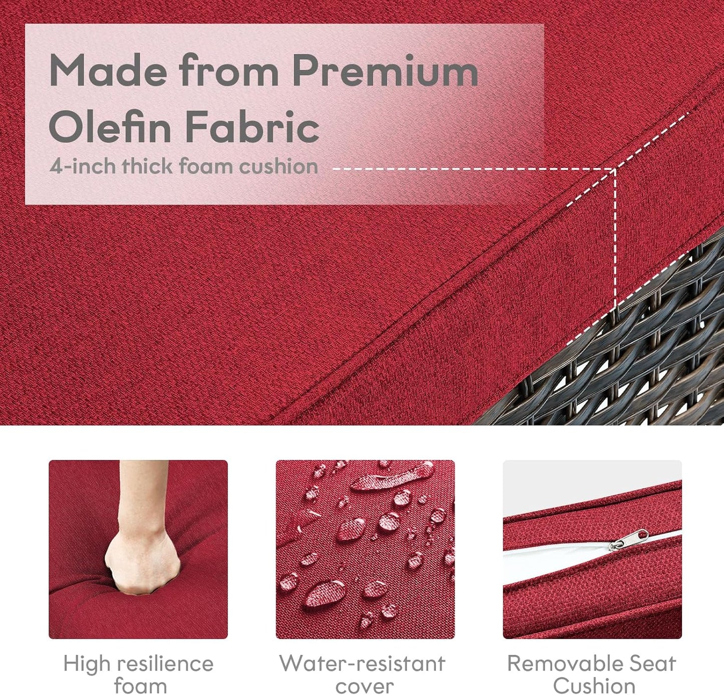 5 Pieces Patio Furniture Sets Wicker Outdoor Furniture, Rattan Patio Swivel Glider Chairs with 2 Ottoman and Glass Side Table