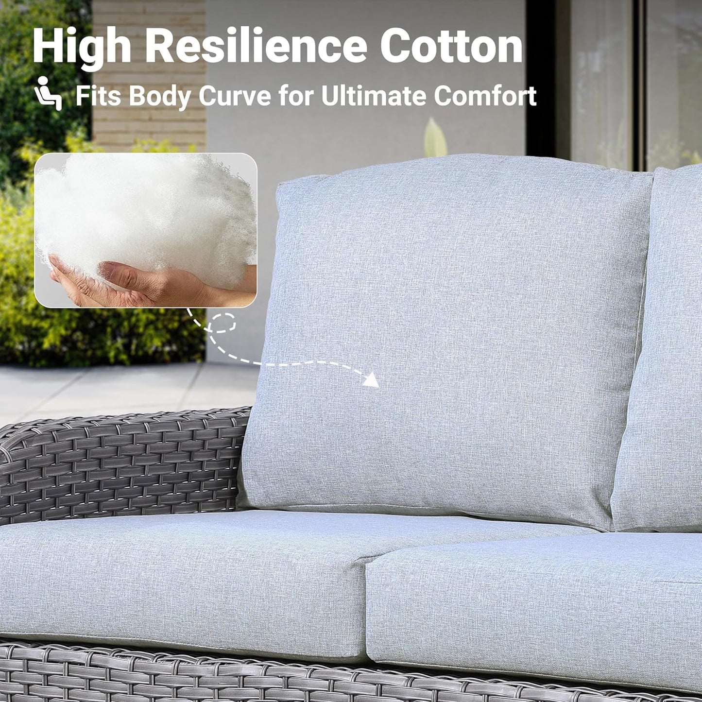 ovios 4 Pieces Patio Furniture Set, Outdoor Wicker Sofa with Coffee Table, Chairs, All Weather High Back Rattan Loveseat Couch with Comfy Cushions, Grey