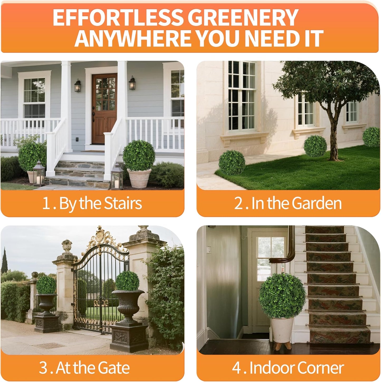 QIANYUN Artificial Topiary Trees Outdoor – 18 Inch Fake Boxwood Plants, UV Resistant Faux Shrubs for Outdoor/Indoor Decor, Perfect for Porch, Garden, Backyard