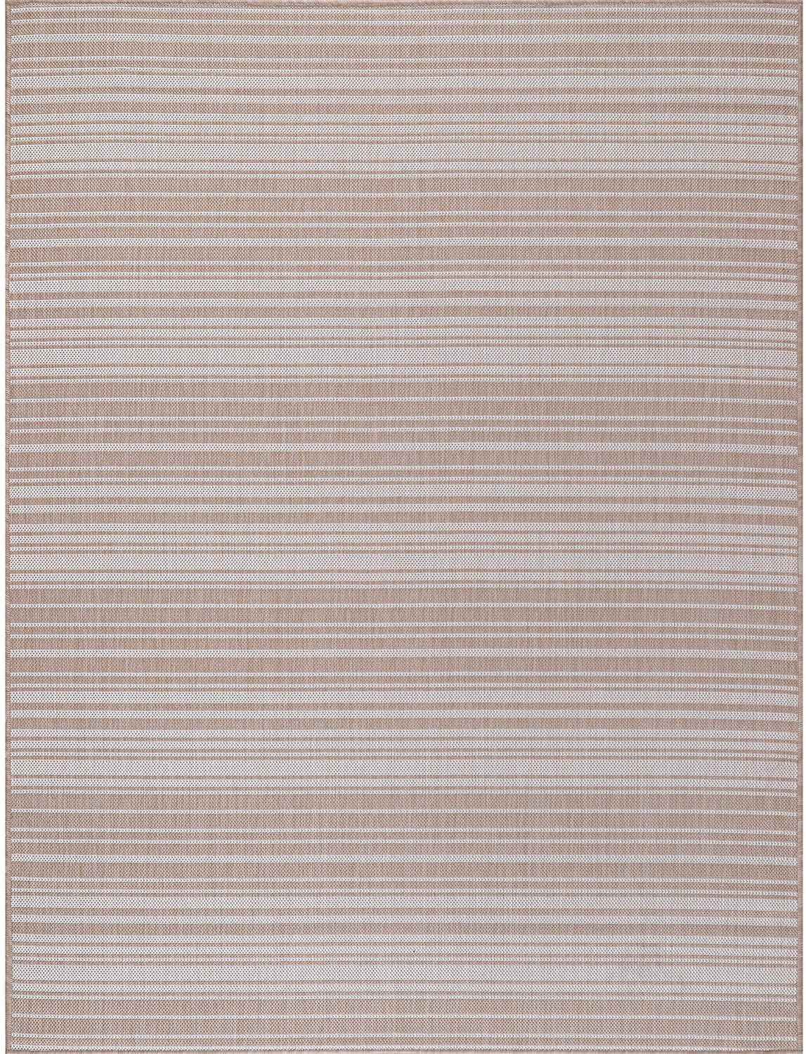 Stripe Outdoor Rug 5x7 Washable Outside Carpet for Indoor Patio Porch Waterproof Easy Cleaning Non Shedding Area Rugs Beige 5 x 7