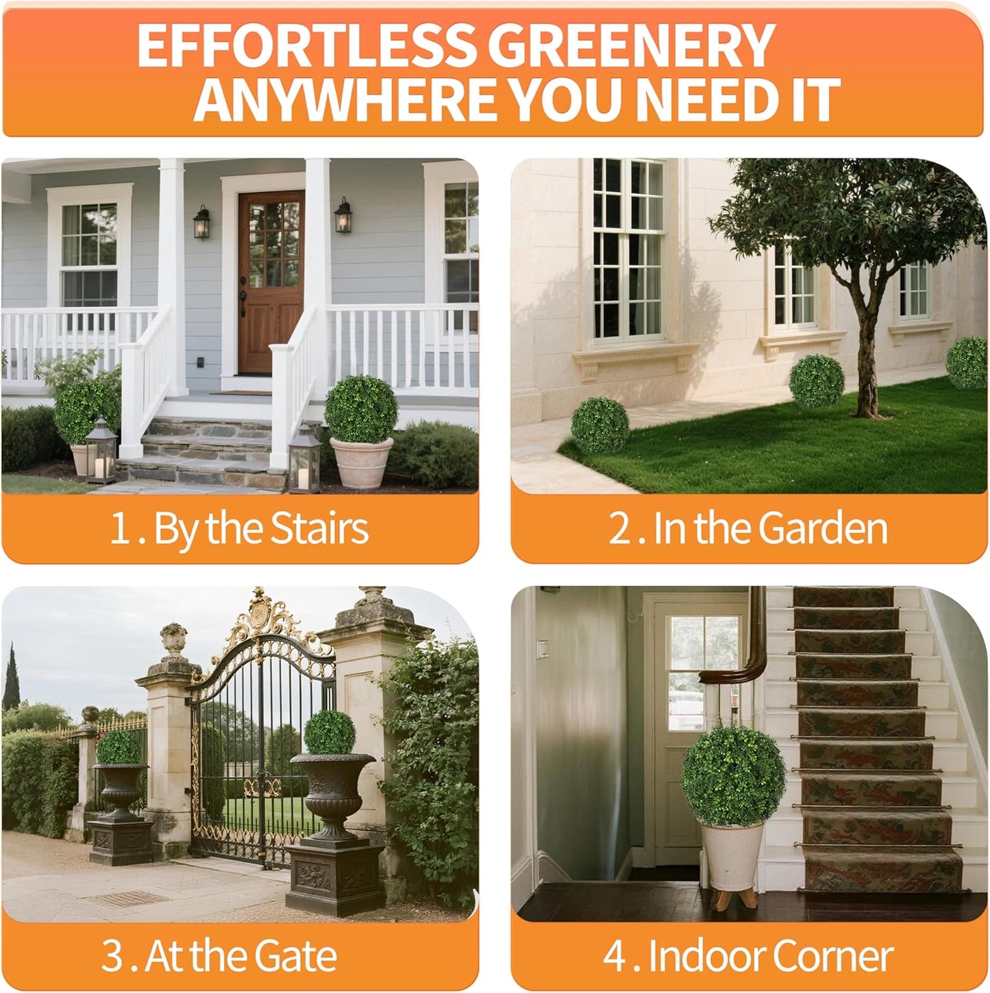 QIANYUN Artificial Plants Outdoor-14Inch Fake Plants Faux Boxwood Plants Outdoor- UV Resistant Shrub for Outdoor/Indoor Decor, Perfect for Porch, Garden, and Backyard