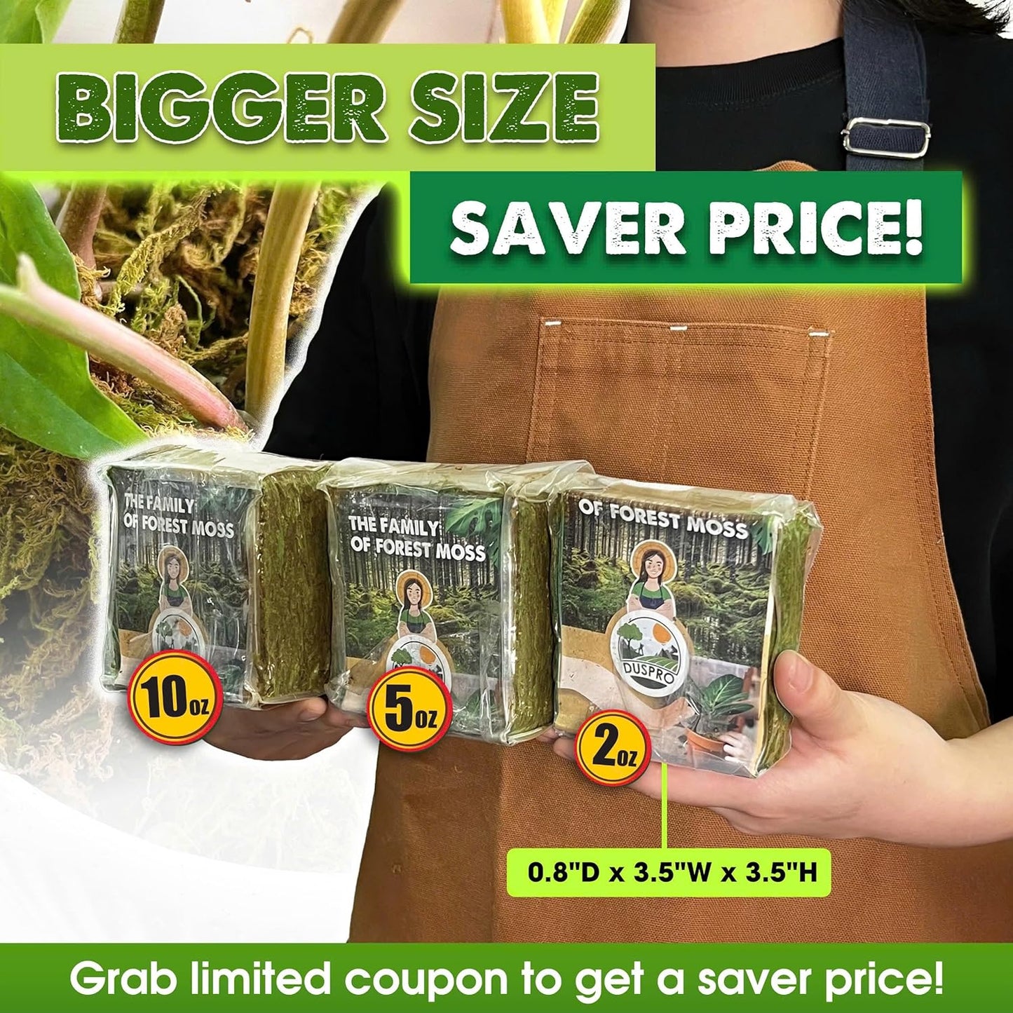 DUSPRO Dried Moss for Potted Plants, Forest Orchid Moss for Potting Mix, Sphagnum Potting Moss for Plants Indoor, Real Moss Soil Cover for Houseplant (2 OZ)