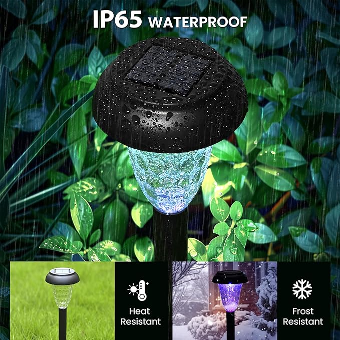 Garden Decor Solar Lights Outdoor Waterproof Outdoor Decor Solar Pathway Lights Color Changing Light for Patio Driveway Walkway Yard Backyard Lawn Landscape Decor (8 Pack)