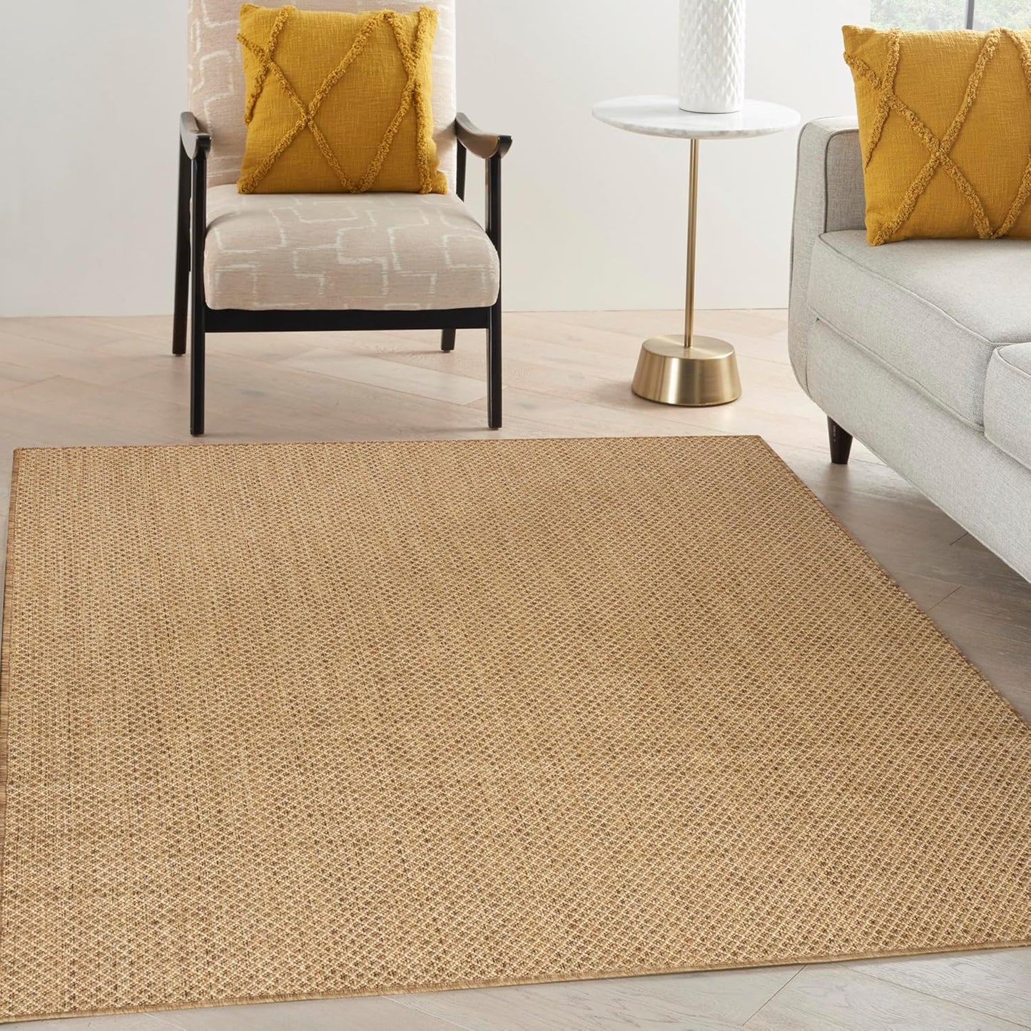 Nourison Home Courtyard Jute 5' x 7' Area Rug - Easy Clean, Non Shedding, Bed Room, Living Room, Dining Room, Kitchen (5' x 7')