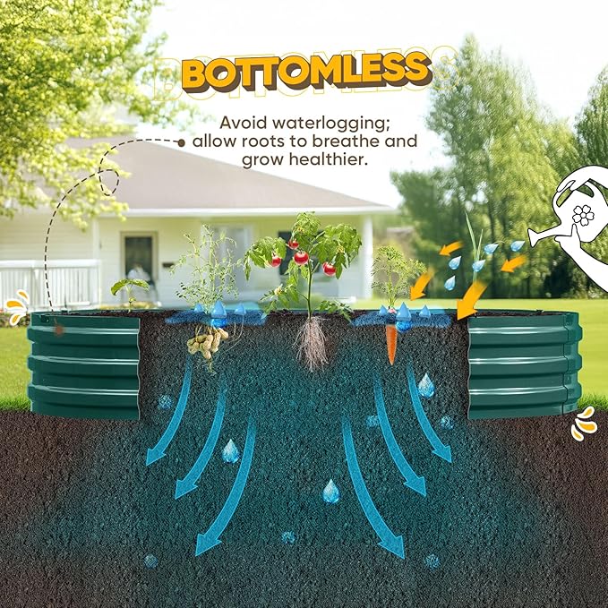 KING BIRD Raised Garden Bed Kit 2025 Upgraded Quick-Setup Galvanized Planter Garden Box Outdoor for Gardening, Vegetables, Flowers, 74x36x12 in, Green