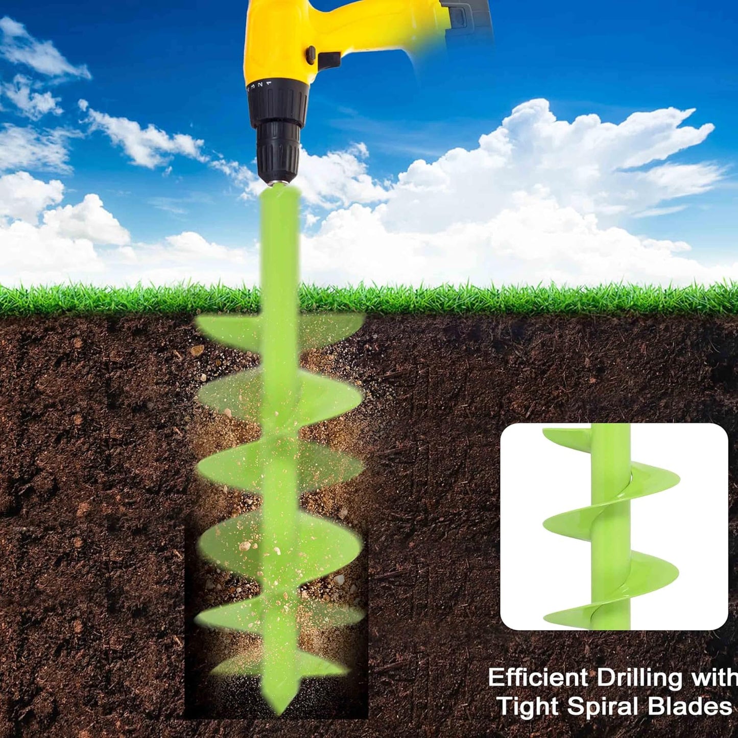 TCBWFY Auger Drill Bit for Planting 3.5"x16",Extended Length Garden Auger Spiral Drill Bit for Planting Bulbs Flowers,Planting Auger for Drill Post Hole Digger for 3/8”Hex Drive