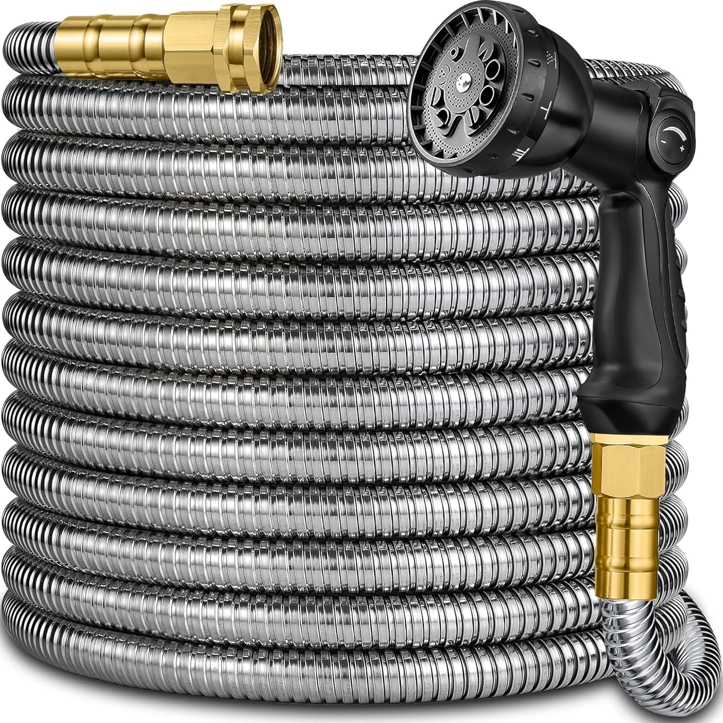 Metal Garden Hose 200 FT - Stainless Steel Garden Hose Leak-Proof with Layer Latex Core - 2025 Version/New Patented,Lightweight,Durable, Less-Kink Flexible Metal Water Hoses