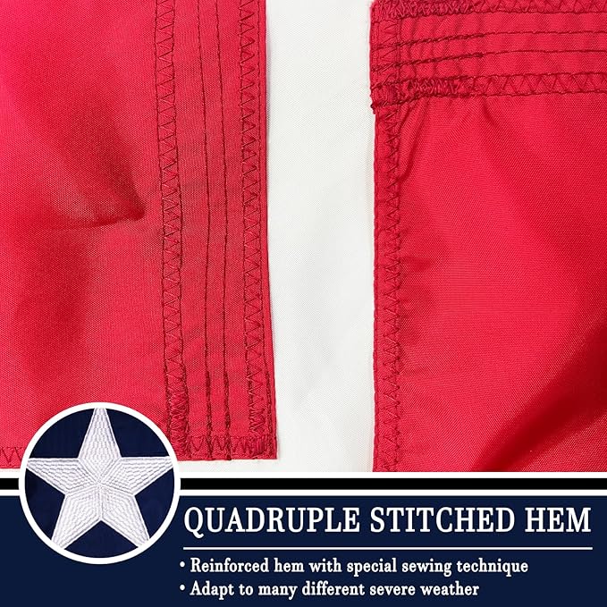 AZCOVER American Flag 12x18 FT Luxury Us Flag for Outside Made in USA Heavy Duty Nylon American Flags for Outdoor with Embroidered Stars Sewn Stipes and Brass Grommets All Weather Lasting United