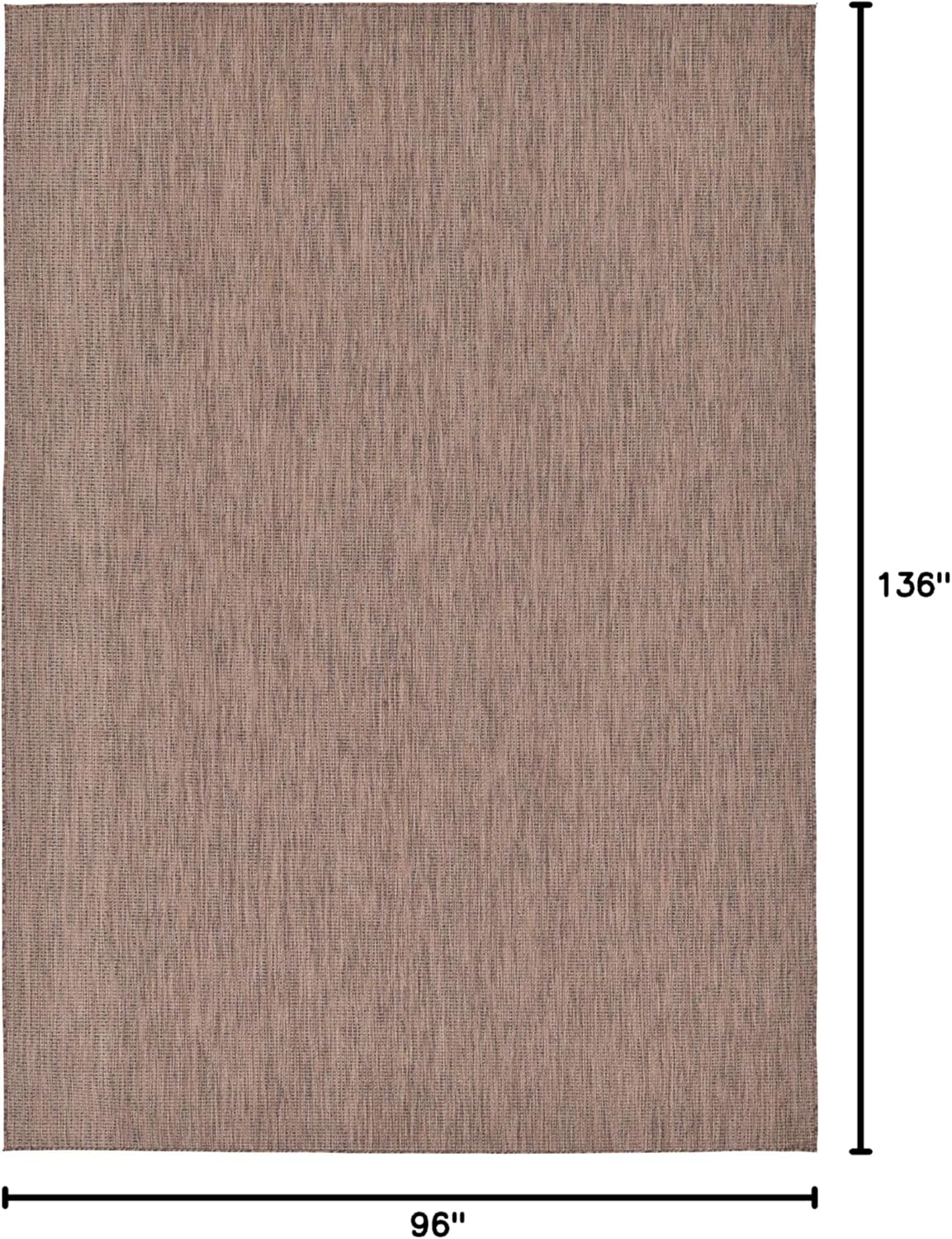 Unique Loom Collection Casual Transitional Solid Heathered Indoor/Outdoor Flatweave Area Rug (8' x 11' 4" Rectangle, Light Brown/Ivory)