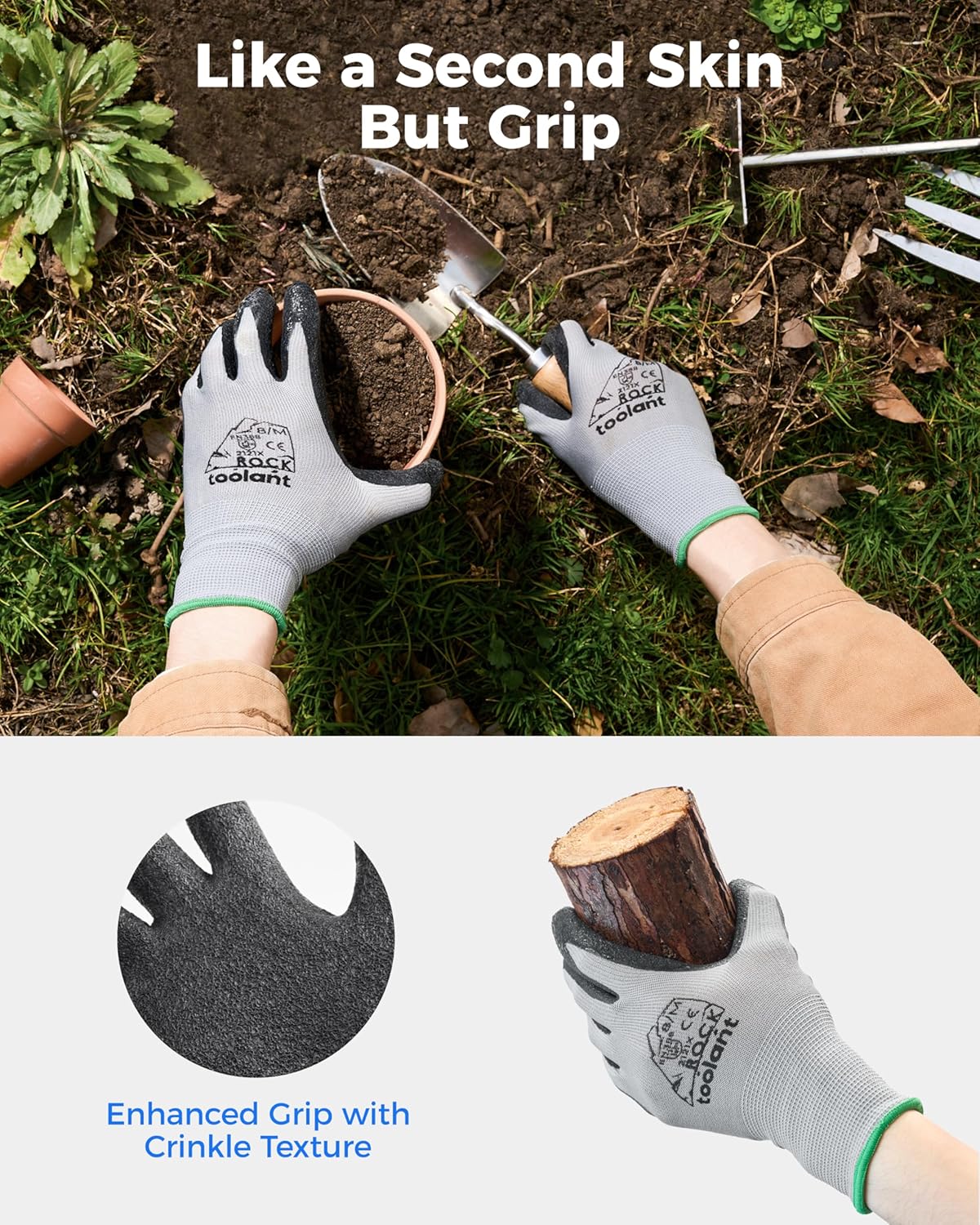 toolant Crinkle Latex Work Gloves Bulk, Rubber Coated Safety Work Gloves for Men and Women, 120 Pairs for Construction, Gardening, Warehouse (Black, XL)